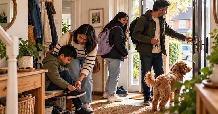 Family getting ready for a weekend day out together