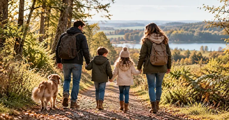 Family enjoying a nature walk together