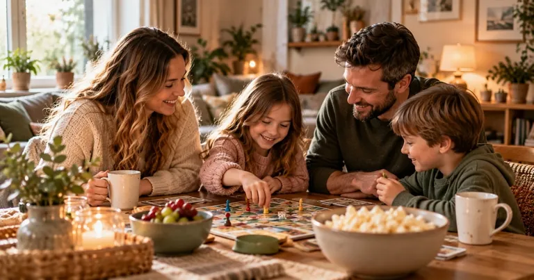 Family spending quality time together at home